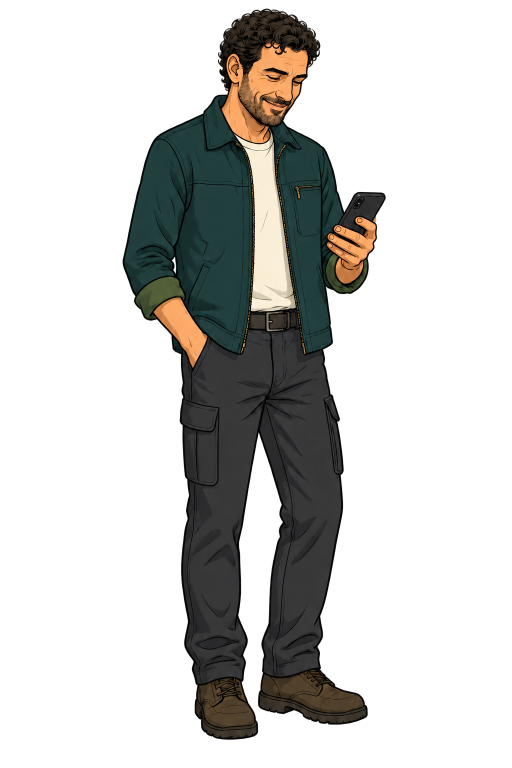 Der Vulstrix Handwerker mit dem Telefon in der Hand